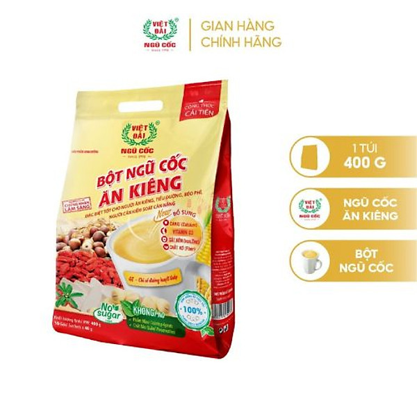 Bột Ngũ Cốc Ăn Kiêng VIỆT ĐÀI Không Đường Cung Cấp Đầy Đủ Dinh Dưỡng Cho Người Giảm Cân Túi 400gam