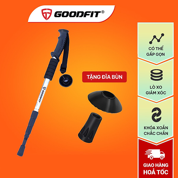 Gậy leo núi, gậy trekking GoodFit chính hãng gấp khúc dùng du lịch, phượt, dã ngoại GF03E