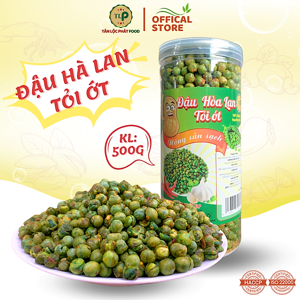ĐẬU HÀ LAN RANG TỎI ỚT TÂN LỘC PHÁT HŨ 500G [ MẪU MỚI ]