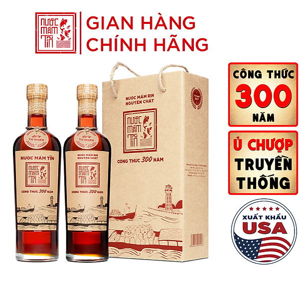 Đặc Sản Bình Thuận - Cặp 2 Chai Nước Mắm Tĩn Cá Cơm Than Nhãn Đỏ 40N (500Ml/Chai) - Ocop 4 Sao