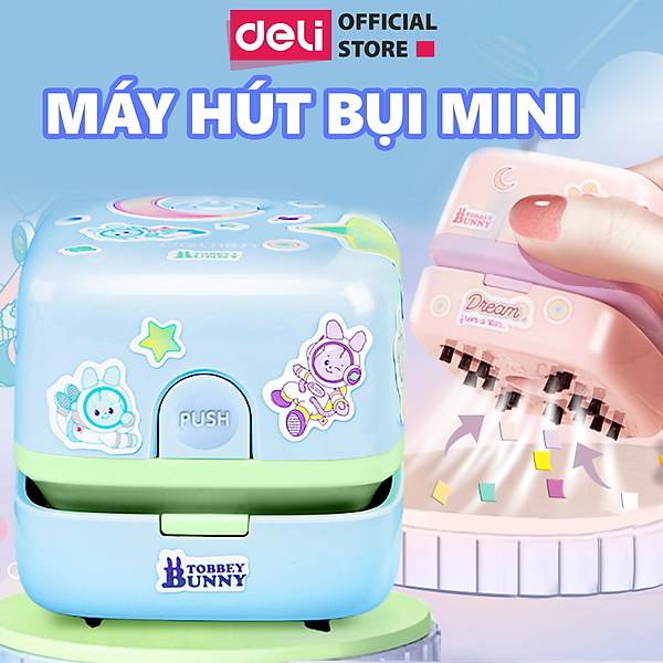 Máy Hút Bụi Mini Để Bàn Deli - Máy Hút Bụi Cầm Tay Dạng Vuông Tiện Dụng Hút Vụn Tẩy Bút Chì - Không Dây Nhỏ Gọn