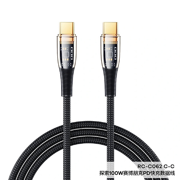 Cáp sạc nhanh Type C to Type C Remax RC-C062cc công suất 100W hỗ trợ sạc nhanh các thiết bị Android và laptop trong thời gian ngắn mà vẫn đảm bảo an toàn -Hàng Chính Hãng