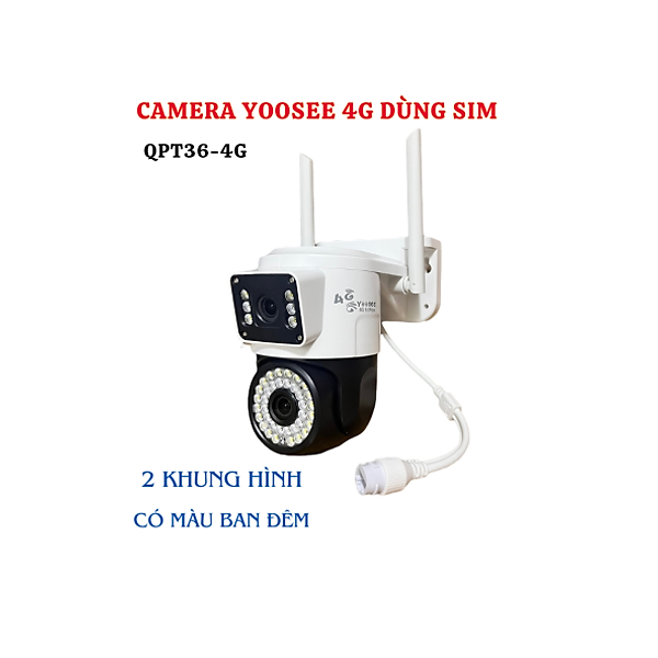 Camera 4G Yoosee 2 MẮT XEM 2 MÀN HÌNH 5.0MPX xoay 360 độ, xem đêm có màu, hỗ trợ đàm thoại 2 chiều - hàng chính hãng