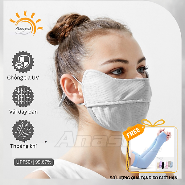 Khẩu trang che gò má vải dày chống nắng Anasi L441 - Khẩu trang nam nữ chống nám gò má