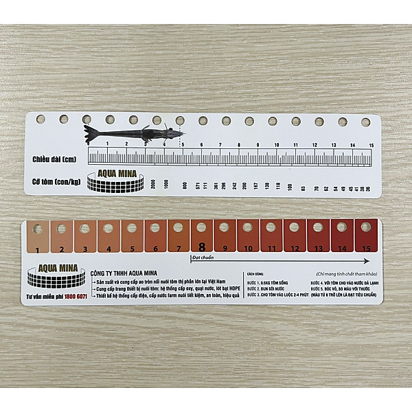 2 Cây thước đo tôm thẻ(giấy ép plastic)