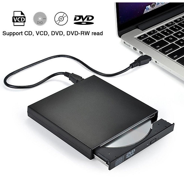 Ổ đĩa dvd rời cho laptop, desktop, máy tính bàn, ổ đĩa quang dvd rw gắn ngoài qua cổng USB hỗ trợ đọc, ghi đĩa dvd, cd không kén đĩa - Hàng chính hãng