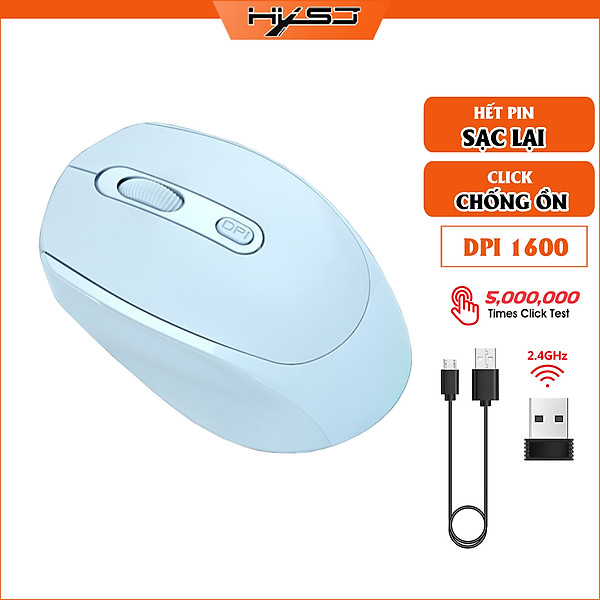 Chuột không dây HXSJ M107 wireless 2.4Ghz sạc pin, chồng ồn, DIP1600 chuyên dùng cho máy tính, laptop, tivi - Hàng chính hãng
