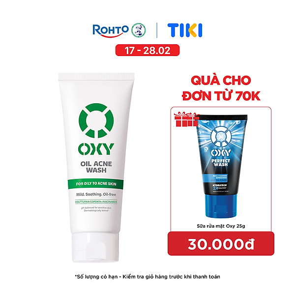 Sữa rửa mặt cho nam Oxy sạch dịu nhẹ, kiềm dầu dạng kem Oxy Oil Acne Wash 100g