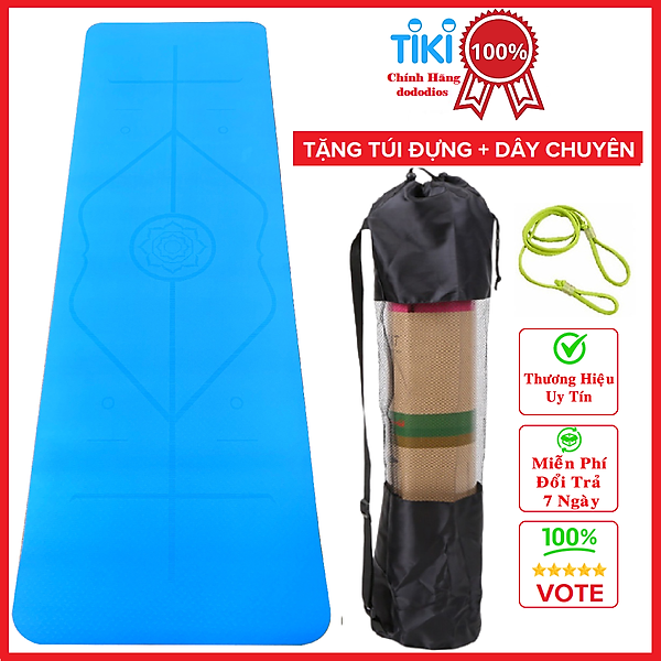 Thảm tập Yoga định tuyến TPE cao cấp tặng kèm túi đựng - chống trơn trượt thấm hút mồ hôi tốt chính hãng DODODIOS - Dây Buộc Chuyên Dụng Tập Yoga