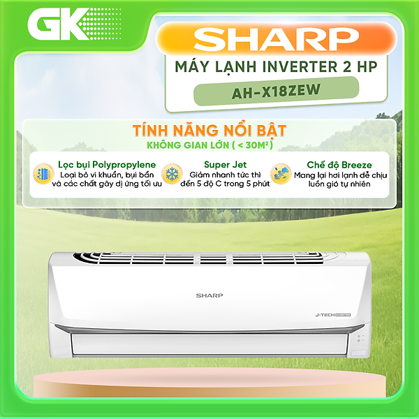 X18ZEW - Máy lạnh Sharp Inverter 2 HP AH-X18ZEW - Hàng chính hãng - Giao HCM