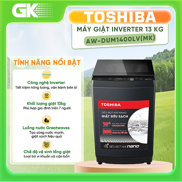 MÁY GIẶT TOSHIBA 13 KG AW-DUM1400LV(MK) - HÀNG CHÍNH HÃNG