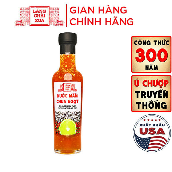 Đặc Sản Phan Thiết - Nước Mắm Chua Ngọt Cao Cấp Làng Chài Xưa, Nguyên Liệu Tươi, Thơm Ngon Đặc Biệt, Pha Sẵn Từ Chanh Tỏi Ớt Vị Đậm Đà Chai Thủy Tinh 300G