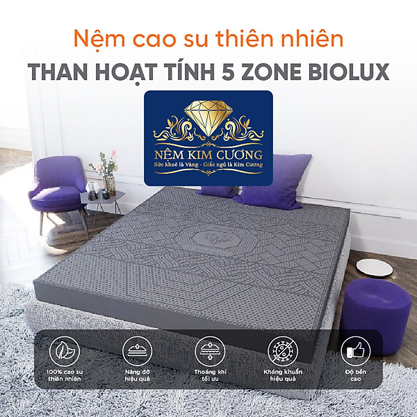 Nệm Cao Su Kim Cương 5Zone Than Hoạt Tính BIOLUX