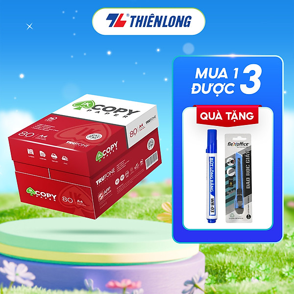 Combo 5 Ream giấy A4 80 gsm IK Copy (500 tờ) - Hàng nhập khẩu Indonesia Hàng nguyên thùng chất lượng cao