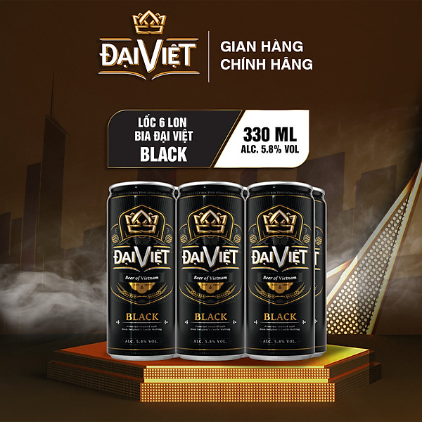 lon 330ml] Bia Black Đại Việt, Bia đen sản xuất theo luật bia tinh dòng của Bia Đức, không hóa chất, Bia việt dành cho người có gu