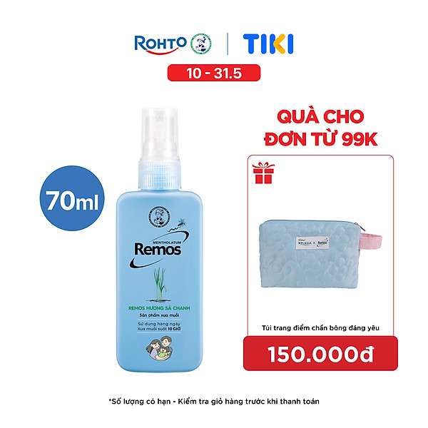 Dung dịch chống muỗi dạng phun sương Remos Mentholatum hương Sả Chanh 70ml