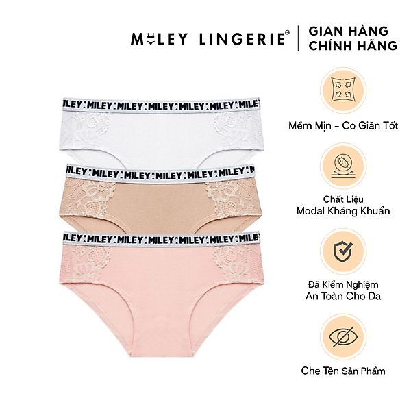 Bộ 3 Quần Lót Nữ Cotton Phối Ren Miley Lingerie FCB_03