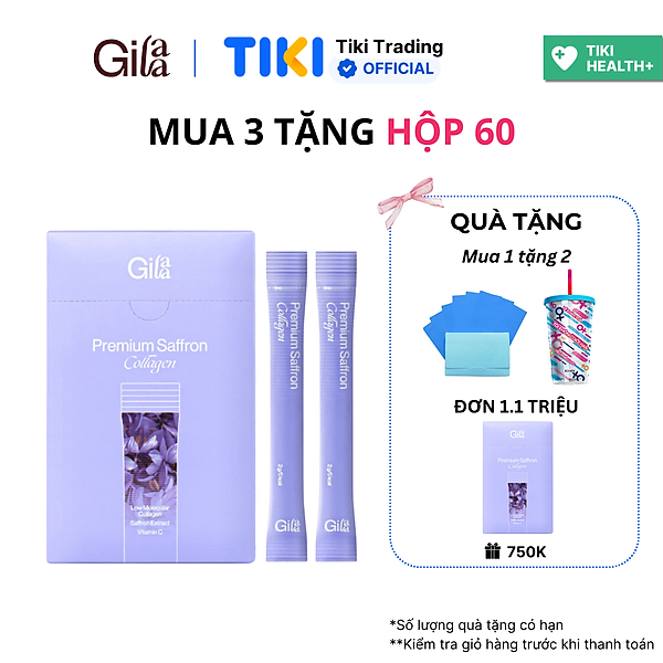 Bột Uống Collagen Gilaa Cao Cấp Kết Hợp Saffron - (60 gói x 2g)