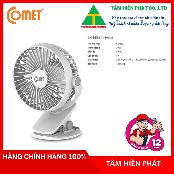 Quạt Sạc Comet CRF0705 (5W) - Hàng chính hãng