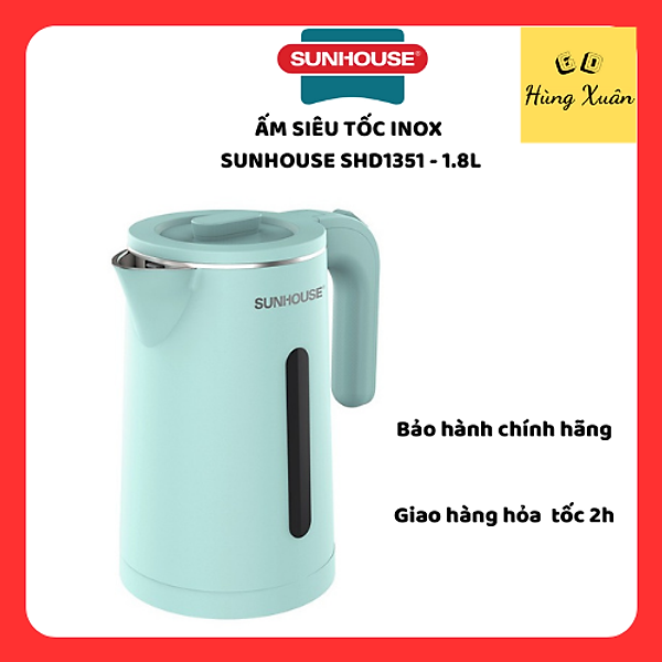 Ấm Đun Siêu Tốc SUNHOUSE 2 Lớp Dung Tích 1.8L SHD1351 - Hàng chính hãng
