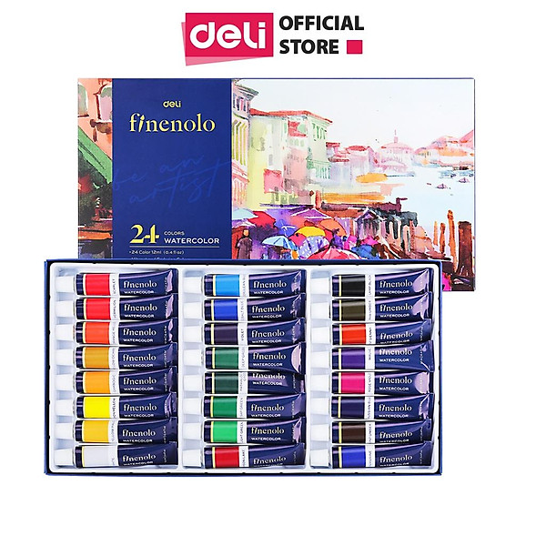 Hộp Màu Nước Acrylic Dạng Tuýp 5ml Cao Cấp BST Finenolo Chuyên Nghiệp Deli - Tô Đất Sét, Đất Nặn Tự Khô, Vẽ Túi Vải Tote, Quần Áo DIY, Giày, Tranh Tường, Đa Chất Liệu, Tươi Sáng, Nhanh Khô - Nhiều Phân Loại - EC19