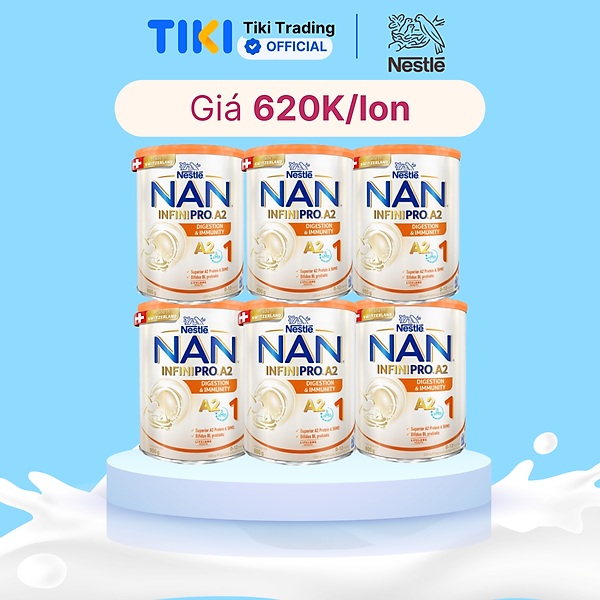 Thùng 6 lon sữa bột Nestlé NAN INFINIPRO A2 1 cho trẻ từ 0-12 tháng tuổi hộp 800g nhập khẩu nguyên lon từ Thụy Sỹ