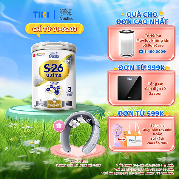 Sữa Bột Nestlé S-26 ULTIMA 3 (S26) 750G từ Thụy Sỹ độc quyền tăng tốc độ kết nối não bộ 2,5 lần với NUTRILEARN CONNECT Tặng ​Máy massage cổ​ (2-6 tuổi)