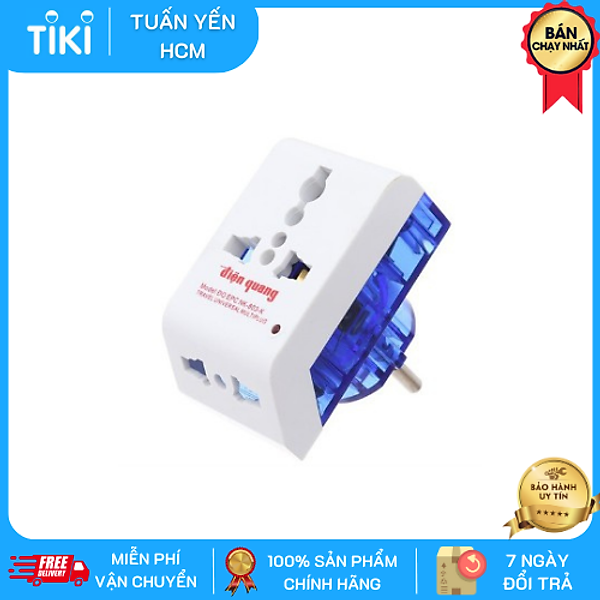 Phích cắm chuyển 3 chấu ĐQ NK 803 tiện lợi màu xanh dương , trắng ( Hàng Chính Hãng )
