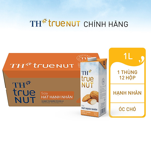Thùng 12 hộp sữa hạt hạnh nhân TH true NUT 1 L (1 L x 12)