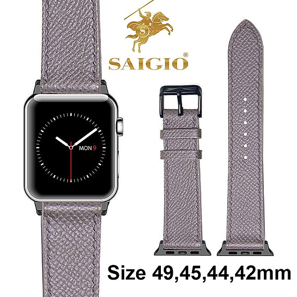 Dây Đồng Hồ Apple Watch 49mm 45mm 44mm 42mm, Chất Liệu Da Bê EPSOM Thảo Mộc Cao Cấp, Nhập Khẩu Từ Châu Âu, Dây Đeo Phong Cách Hiện Đại và Sang Trọng, Tương Thích Các Phiên Bản Series Ultra2/Ultra/SE2/SE/9/8/7/6/5/4/3/2/1