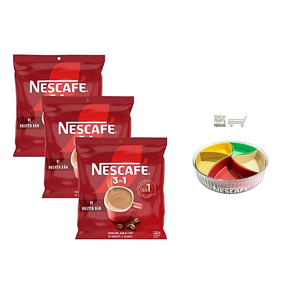 Combo 3 Bịch NESCAFE 3IN1 Công thức cải tiến - VỊ NGUYÊN BẢN Bịch 46 gói