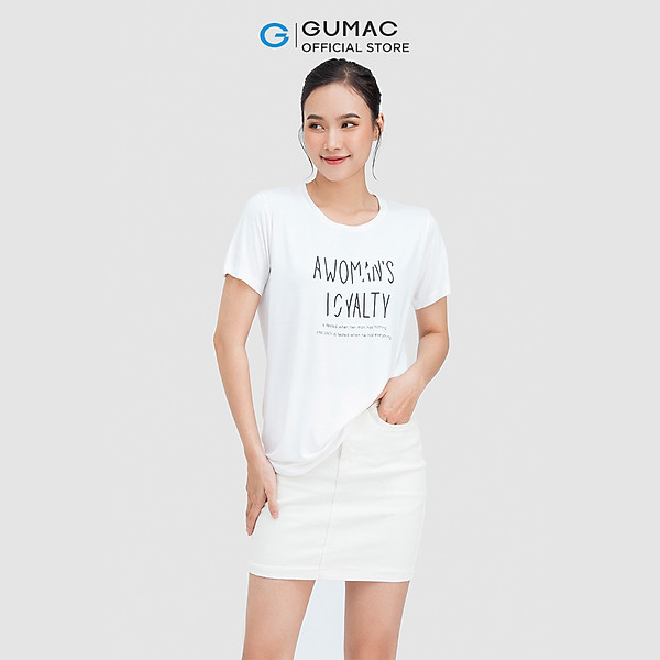 Áo thun nữ Gumac ATC05001 form cơ bản cổ tròn in chữ cá tính