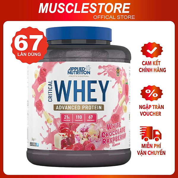 Critical Whey Applied Nutrition (2kg, 67 liều dùng), Sữa Tăng Cơ Giảm Mỡ Whey Protein Từ Sữa Bò Ăn Cỏ Tự Nhiên Grass-Fed