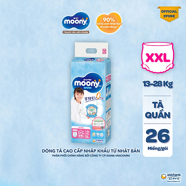 Tã Quần Cao Cấp Moony Nhật Bản Bé Gái XXL26 (26 Miếng)