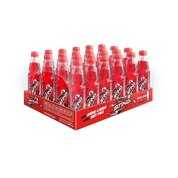 Thùng 24 Chai Nước Tăng Lực Sting Đỏ Dâu (330ml/Chai)