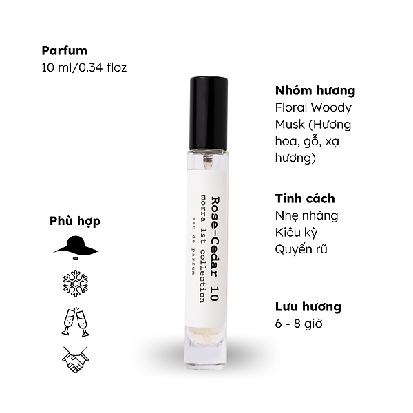 Nước hoa nữ Morra No.93 (Rose Cedar 10) nguyên liệu nhập Pháp hương hoa, gỗ, xạ hương nhẹ nhàng, kiêu kỳ, quyến rũ lưu hương thơm lâu - dạng xịt