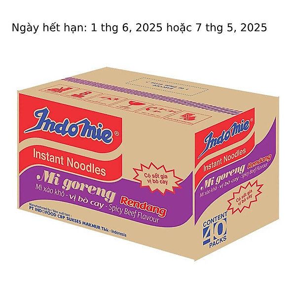 Mì Goreng Rendeng Vị Bò Cay Indomie (91G X 40 Gói/Thùng)