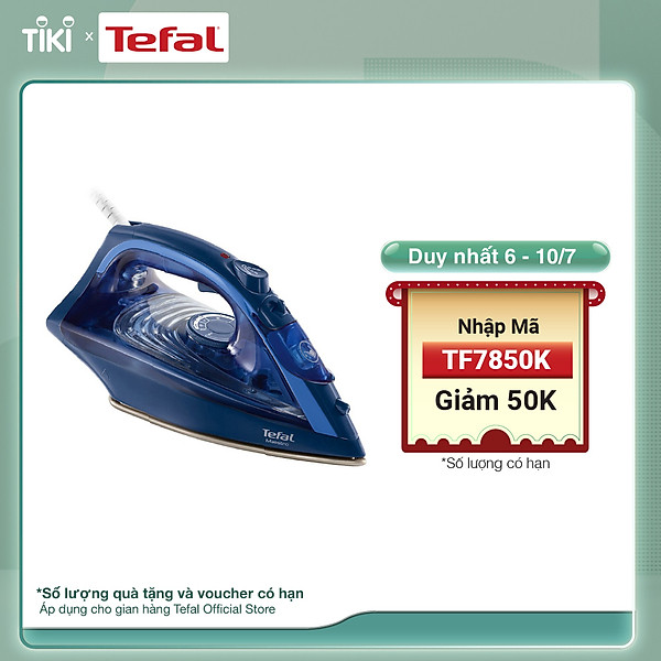 Bàn ủi hơi nước Tefal FV1849E0 – 2300W – Hơi phun đến 35g/ phút – Ngắt điện tự động – Ngăn rỉ giọt – Hệ thống chống đóng cặn – Hàng chính hãng