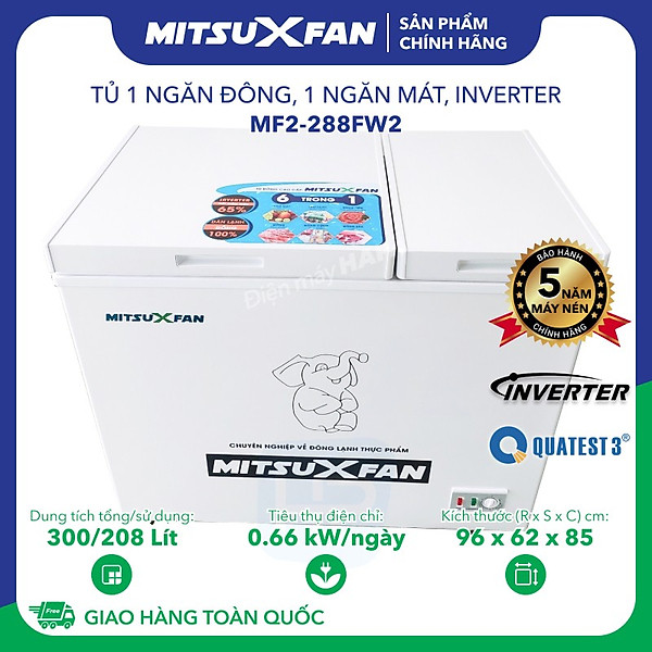 Tủ Đông Kết Hợp Tủ Mát Cao Cấp Mitsuxfan Mf2-400Gw2 – 2 Ngăn, 2 cánh, 400 Lít/ 280 Lít