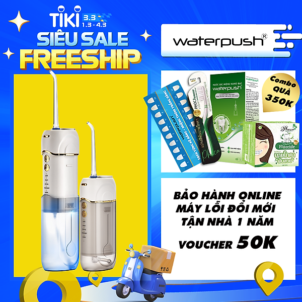 Máy Tăm Nước Du Lịch Cao Cấp WaterPush CY-1904 White - Siêu nhỏ gọn - 1 đổi 1 Online 12 tháng