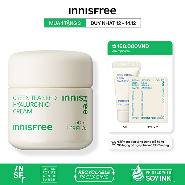 Kem dưỡng ẩm trà xanh innisfree Green Tea Seed Hyaluronic Cream 50ml