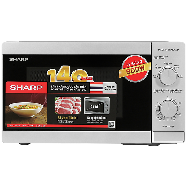 Lò vi sóng cơ không nướng Sharp R-211TV-SL 21 lít - Hàng chính hãng - Bảo hành 12 tháng