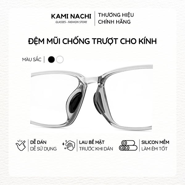 Bộ 2 miếng đệm mũi silicon hình bán nguyệt có mặt dán keo cho mắt kính KAMI NACHI