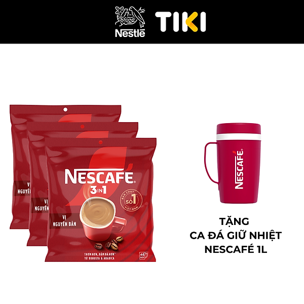 Combo 3 Bịch NESCAFE 3IN1 Công thức cải tiến - VỊ NGUYÊN BẢN Bịch 46 gói