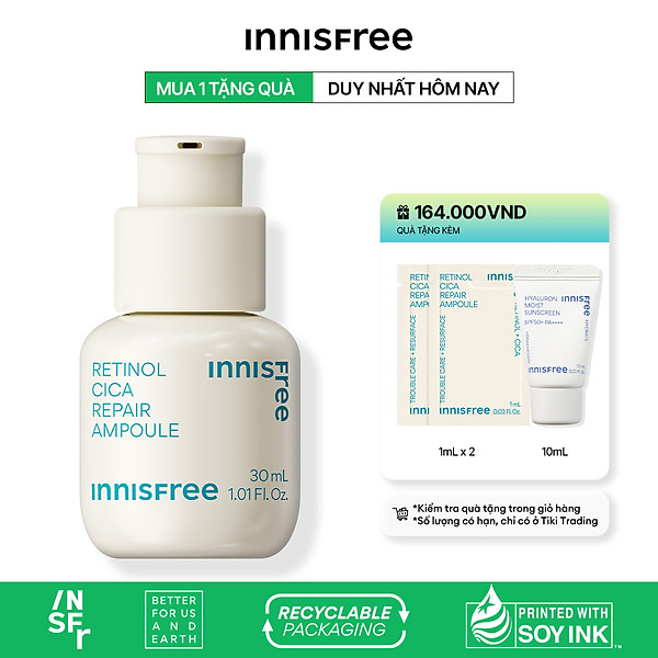 Serum Kiểm Soát Dầu Mụn Cho Da Láng Mịn INNISFREE Retinol Cica Repair Ampoule 30mL