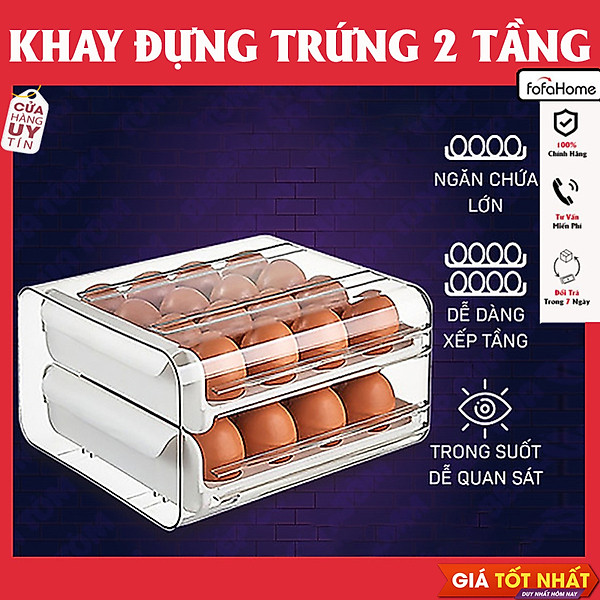 Khay Đựng Trứng 2 Tầng 32 Ô Kéo Rút Thông Minh Chất Liệu Nhựa PP Siêu Bền Phong Cách Nhật Bản Hộp Bảo Quản Trứng Tiện Lợi Cho Gia Đìnhh
