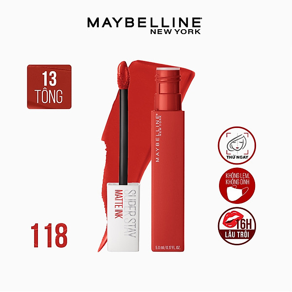 Son Kem Lì 16H Lâu Trôi Maybelline New York Super Stay Matte Ink Lipstick 5Ml hover