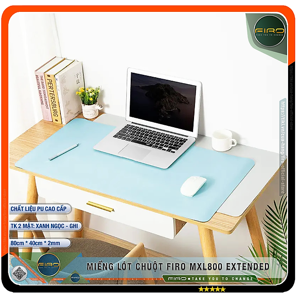 Miếng Lót Chuột FIRO MXL800 EXTENDED - Bàn Di Chuột Cỡ Lớn 2 Mặt 80cmx40cm - Chất Liệu Da PU Cao Cấp - Tấm Lót Chuột Và Bàn Phím Chơi Game - Tấm Trải Bàn Làm Việc - Hàng Chính Hãng FIRO