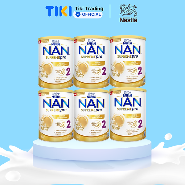 Thùng 6 lon sữa bột Nestlé NAN SUPREMEPRO 2 800g nhập khẩu Đức với 5HMO & đạm Gentle Optipro