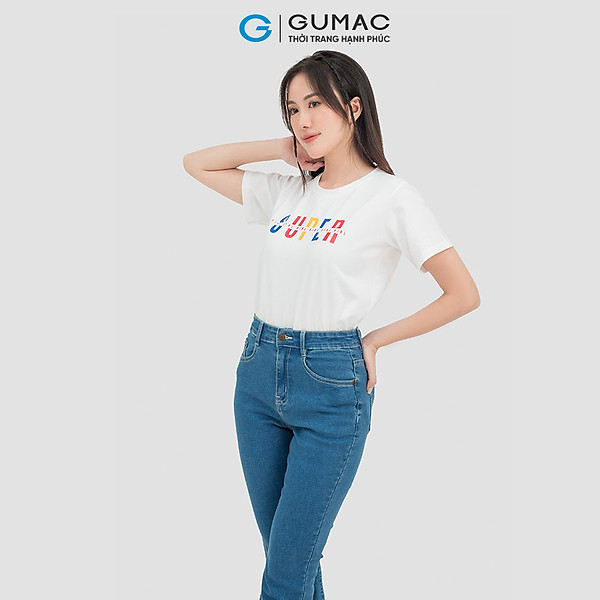 Áo thun nữ Gumac ATC07005 cổ tròn chất liệu TICI in chữ